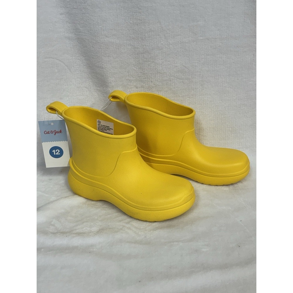 Cat & Jack Eli Rain Boots Kids "Size 12" Yellow Waterproof Slip On